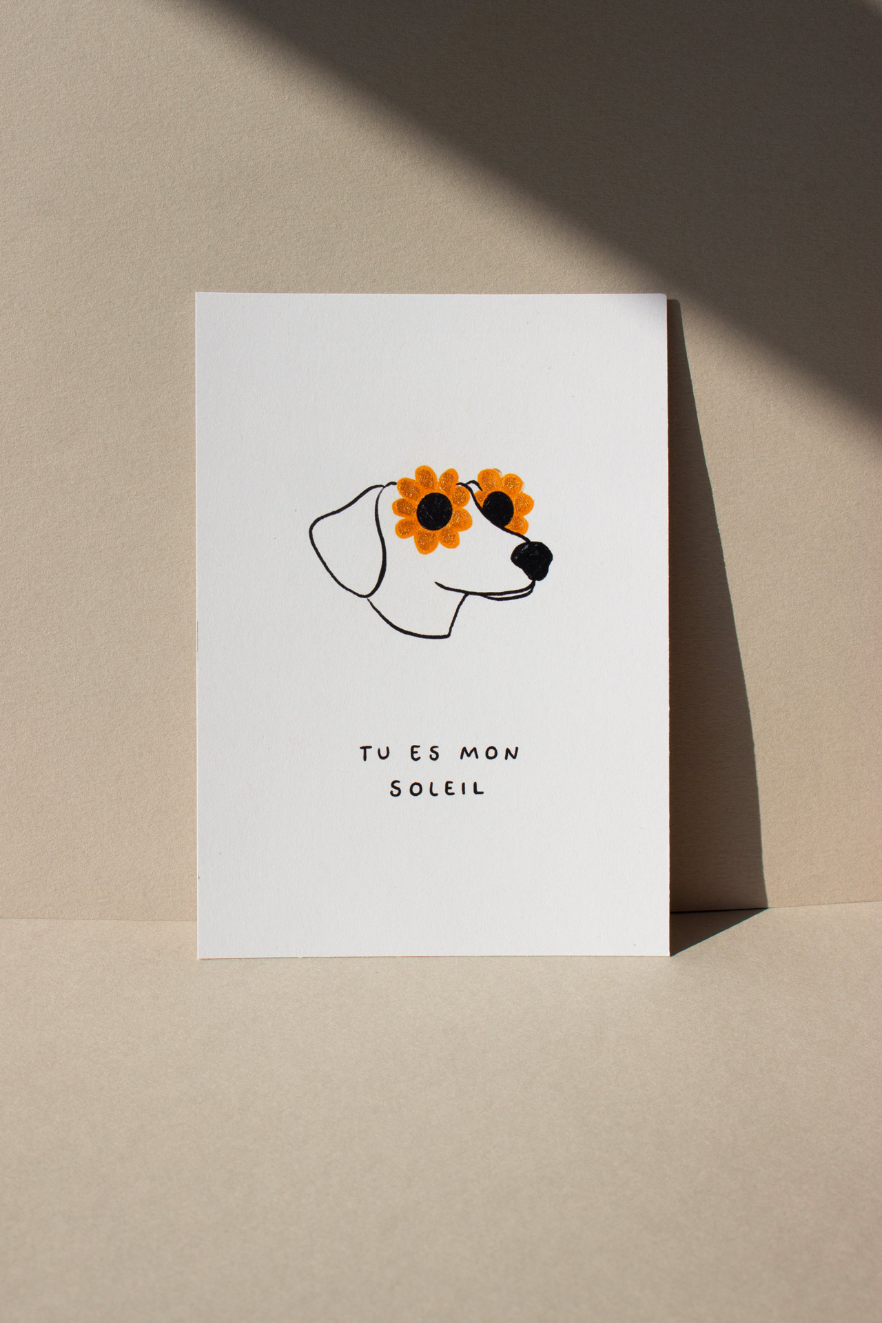 Carte postale Teckel tu es mon soleil fleurs