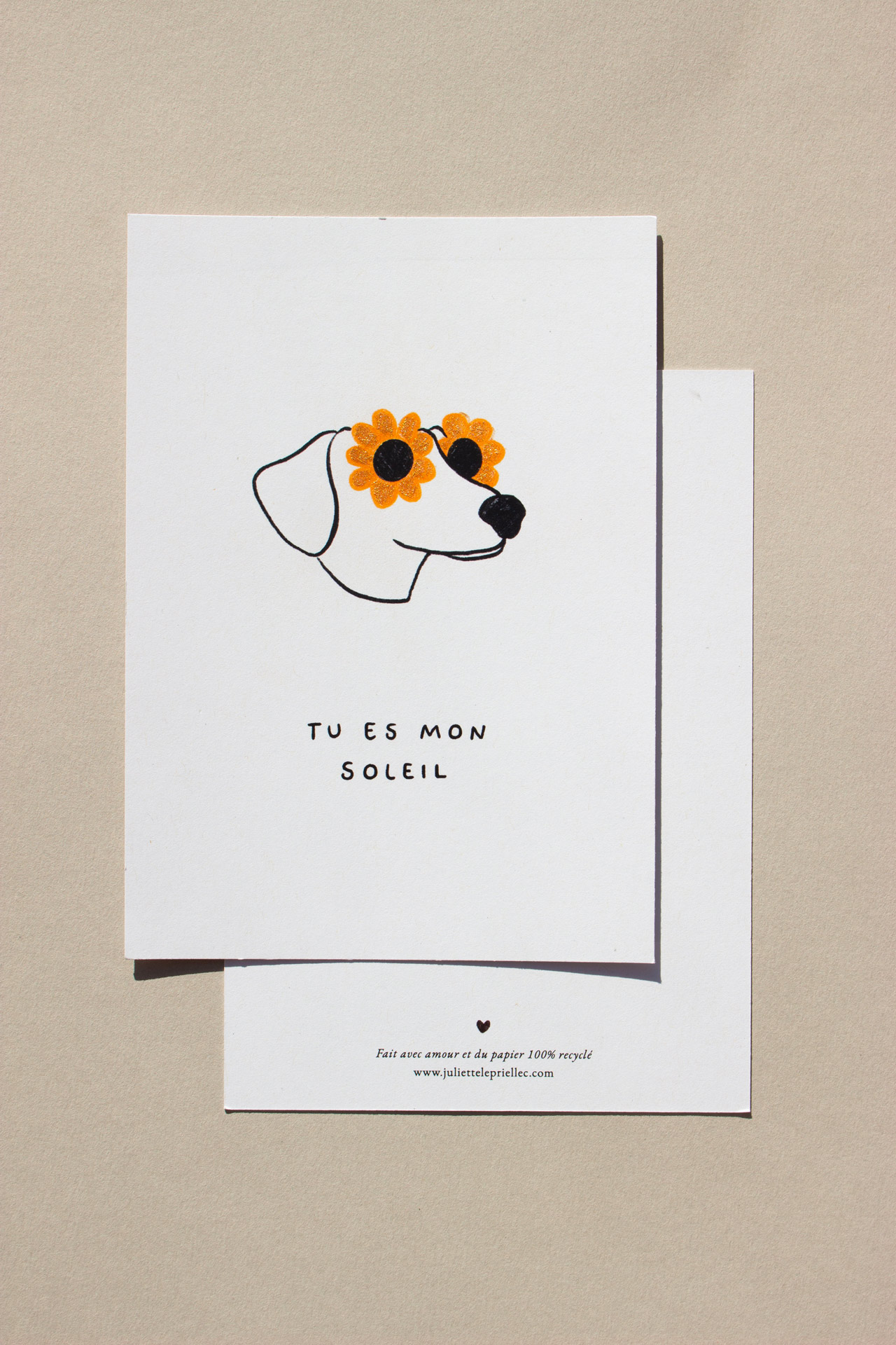 Carte postale Teckel tu es mon soleil fleurs