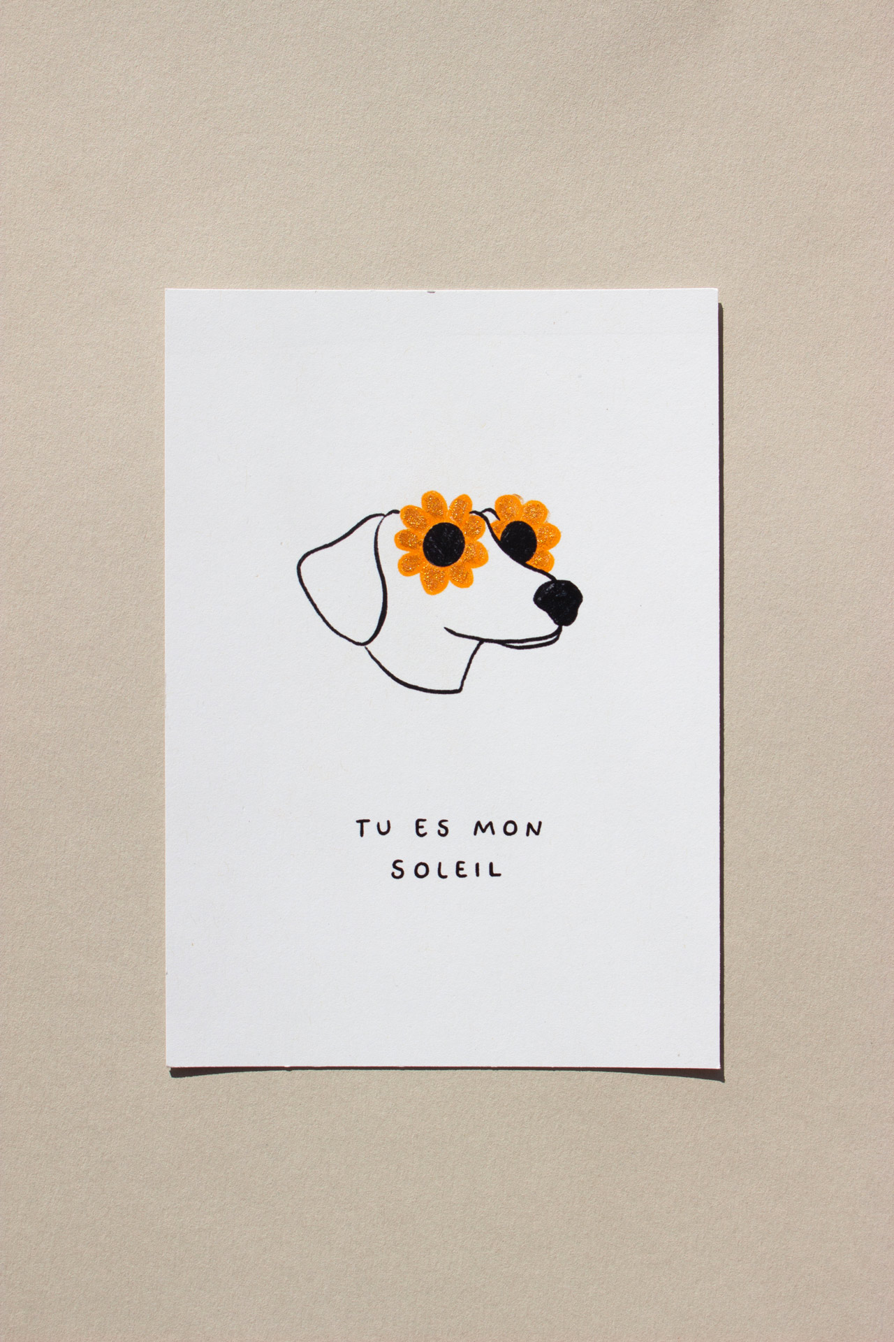 Carte postale Teckel tu es mon soleil fleurs