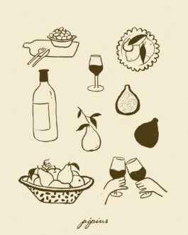 Illustrations Pepins fruits et vin 